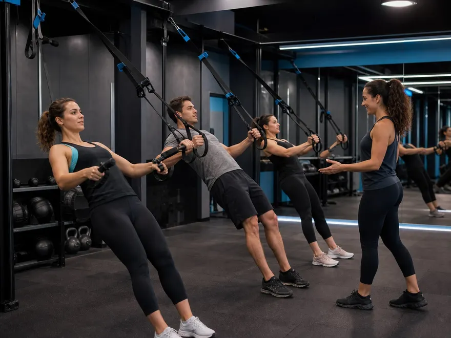 Hangulatkép egy kis létszámú TRX-edzésről